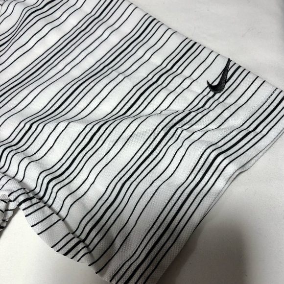 Nike Golf Polo Men’s Lg White Grey Stripes Dri Fit Lightweight Spring Weight - Picture 3 of 7